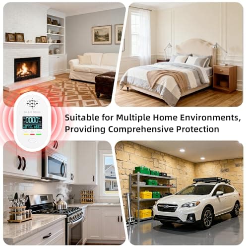 Carbon Monoxide Detectors,Plug in CO and Natural Gas Detector, Combination Gas & Carbon Monoxide Detectors for Travel with Temperature Humidity Display, 4 in 1 CO & Gas Detector for Home/Travel 7