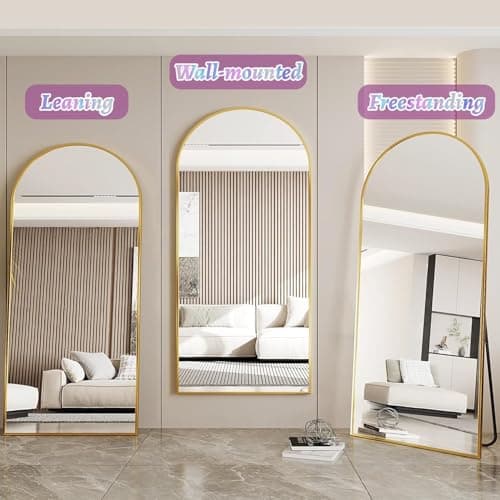 LadyNow Floor Mirror, 58"×18" Full Length Mirror with Stand for Bedroom Living Room, Gold 5