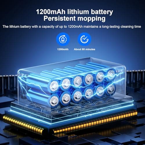 Robot Mop,Ultra Quiet Smart Mopping Robot Cleaner,Wireless Auto Sweeping & Mopping, Suitable for Cleaning Hard Floors and Tiles-Black 5