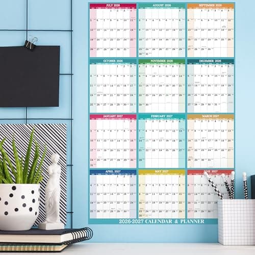 2026-2027 Yearly Wall Calendar - Dry Erase Calendar 2026-2027, July 2026 - June 2027, 34.8'' × 22.8'', 2-Sided Erasable Calendar with 8 Round Stickers 7