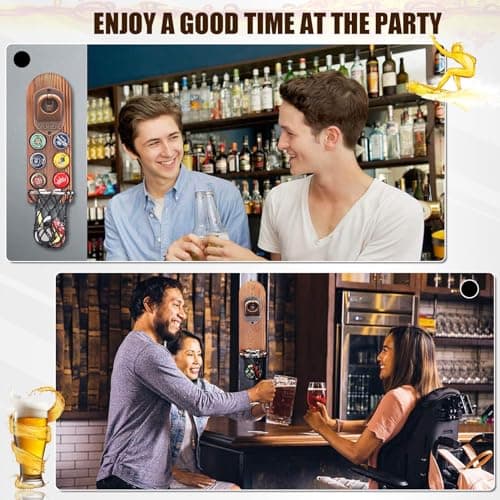 LUCYLANKER Wooden Beer Bottle Openers with Magnetic Catcher, Personalised Traceless Bottle Opener Wall Mounted, Home Bar Accessories for Kitchen, Garden, Outdoor, Ideal Beer Gifts for Men (Style 5) 7