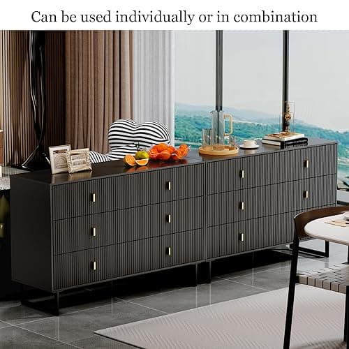 Chrangmay Black 6 Drawer Dresser for Bedroom, Large Double Dresser with Wide Drawers, Modern Chest of Drawers,Storage Organizer Dresser,Nursery Dresser,for Living Room, Hallway, Bedroom, Kids Bedroom 8