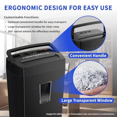 BONSAII Customizable Shredder | Up to 18-Sheet Per Pass, 60-Min Continuous Run Time, 6-Gallon Bin | Optional Handle & Wheels | Shreds Paper, Mail, CDs, Staples, Clips | Multiple Colors Available 7