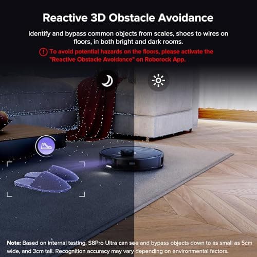 roborock S8 Pro Ultra Robot Vacuum and Mop, Auto-Drying, Self-Washing, Liftable Dual Brush & Sonic Mop, 6000Pa Suction, Self-Refilling, Self-Emptying, Obstacle Avoidance, Black (Renewed) 5