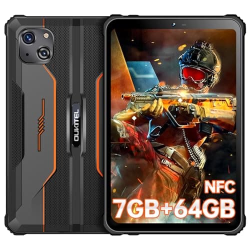 OUKITEL RT3 Rugged Android 13 Tablet - 8 Inch Waterproof, 7GB+64GB 1TB Expandable, 5150mAh Battery Industrial Tablet PC, 16+8MP Camera, IP68&IP69K, Dual SIM/5G WiFi/BT5.3/OTG/NFC - Black