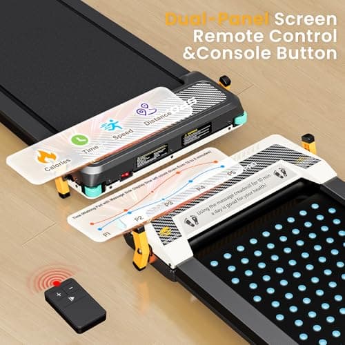FINEHORSE 2 Side Walking Pad with Incline, 2 in 1 Under Desk Treadmills Walking Pad and Foot Massager for Home/Office, Portable Treadmill with Remote Control LED Display (Black) 9