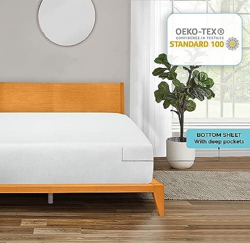 ROYALE LINENS 300 Thread Count 100% Long Staple Combed Cotton Fitted Sheet Twin - Super Soft Deep Pocket Bottom Sheet - Fitted Sheets Only - Elastic Sheets (Twin, White) 6