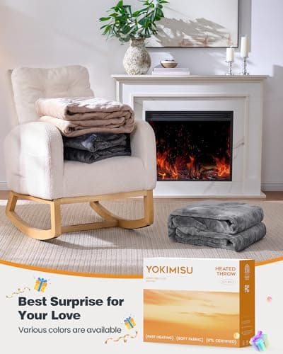 Yokimisu Electric Blanket King with Dual Control-100 x90 Soft Flannel Heating Blanket, 9 Heat Levels & 10 Hours Auto Off Heated Blanket, Fast Heating Electric Throw, Machine Washable- Grey 8