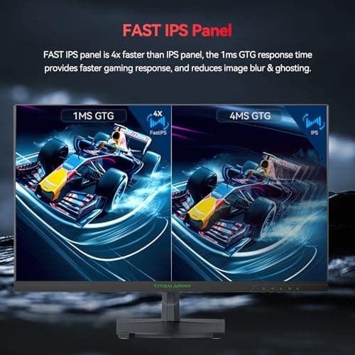 TITAN ARMY 27 Inch 180Hz 1440p Gaming Monitor, Fast IPS Panel, QHD 2K 2560 x 1440p, HDR 1ms GTG, Adaptive Sync Vertical Monitor, 120% sRGB, VESA 100 * 100 HDMI 2.0, DisplayPort 1.4, P27GR 5