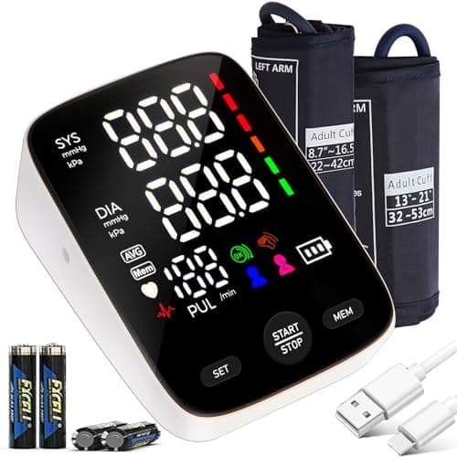 EfficVerwal Blood Pressure Monitor Upper Arm,Accurate Digital BP Machine for Home Use,2-User 240 Sets Memory,2 M/XL Cuffs (8.7"-21"),Large Backlit LED,Lifetime Support