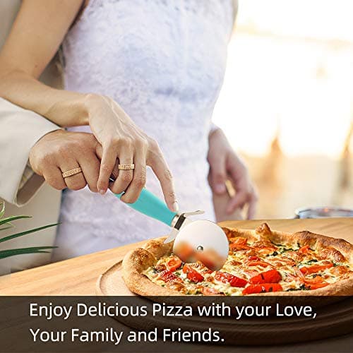 SCHVUBENR Premium Pizza Cutter Wheel - Ultra Sharp Stainless Steel Pizza Slicer with Non-Slip Soft Grip Handle - Multi-Purpose Cutter for Pizza, Dough & Pastry - Dishwasher Safe, Easy to Clean - Blue 7