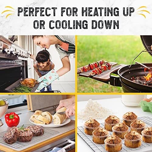 Checkered Chef Cooling Rack for Cooking and Baking - 10" x 15" Set of 2 Stainless Steel, Oven Safe Grid Wire Cookie Cooling Racks 6