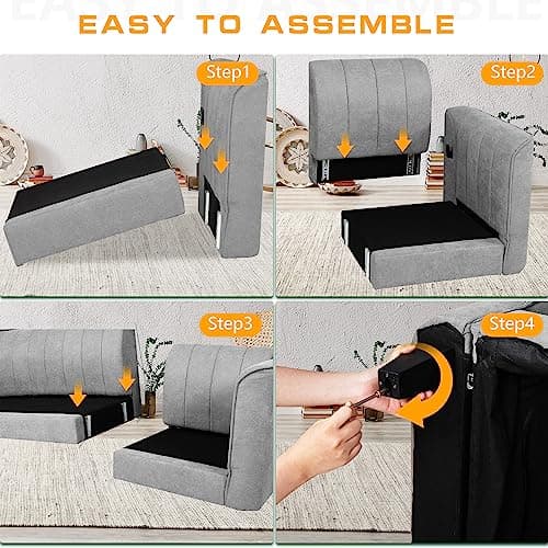 Shintenchi Upgraded Convertible Sectional Sofa Couch, 3 Seat L Shaped Sofa with High Armrest Linen Fabric Small Couch for Living Room, Apartment and Office (Grey) 6