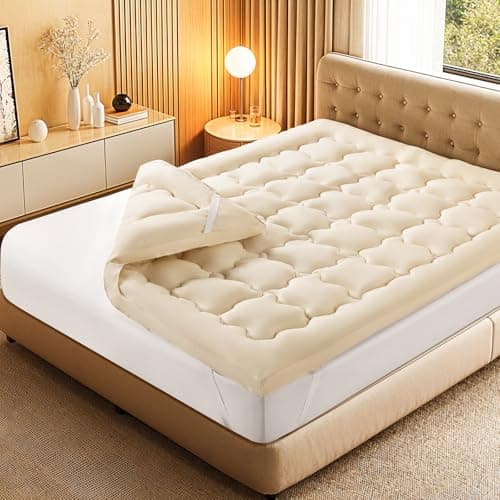 Baauye Luxury 100% Organic Australian Wool Mattress Topper Queen Size-5 (60"x80" Cream)