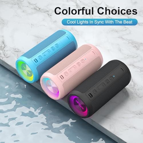 Ortizan Wireless Portable Bluetooth Speaker, IPX7 Waterproof, Dustproof and Rustproof, Powerful 24W Sound, Enhanced Bass, 30 Hour Battery, 360° Party Light, and Stereo Pairing (BT 5.3), Gifts - Pink 7
