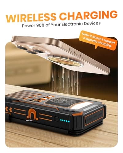 SOARAISE Solar Charger Power Bank - 48000mAh Wireless Portable Charger Built-in 4 Cables and 4 Solar Panels, PD QC 3.0 Fast Charging USB C Battery Pack with Flashlight for Camping Travel 5