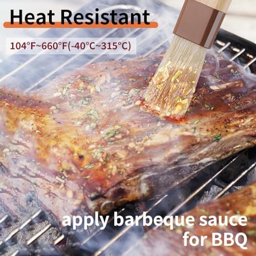 3 Pcs Pastry Brush, Natural Bristle Basting Brush, Cooking Brush, Food Brush, Butter Brush, Baster Brush, BBQ Brushes for Sauce, Kitchen Baking Brushes for Oil, Grilling, Marinade 6