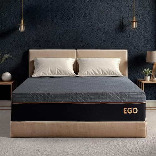EGOHOME 12 Inch Queen Mattress, Copper Gel Cooling Memory Foam for Back Pain Relief, Therapeutic Bed in a Box, Foam Made in USA, CertiPUR-US Certified, 60x80x12 Black