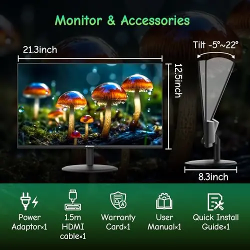 SANSUI Computer Monitor 24 inch Eye Care FHD 1080P Display HDMI,VGA Ports with 178° Viewing Angle/Frame-Less/Tilt/VESA Compatible for Office and Home 7