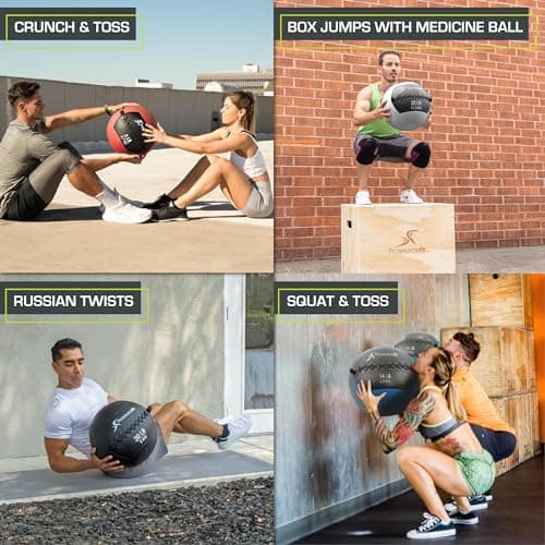 ProsourceFit Soft Medicine Balls, Wall Balls and Full Body Dynamic Exercises, Color-Coded Weights: 6, 10, 14, 20 lb. 6