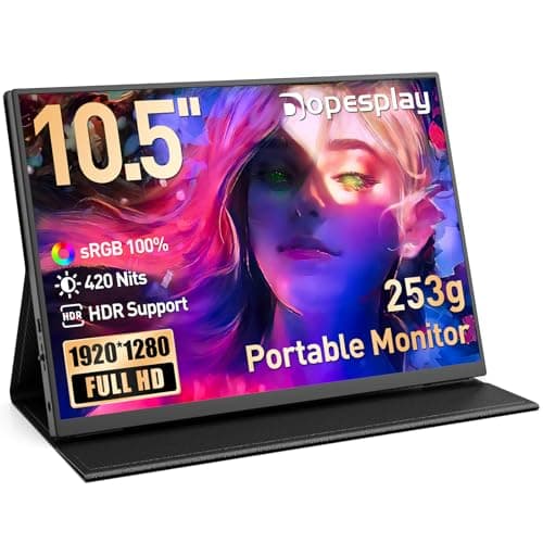 Portable Monitor,10.5" HDR 1280P Ultra-Thin 100% sRGB Travel Portable Monitor for Laptop, 420 Nits Mini Secondary Display with Protective Case & Speaker, Monitors for Laptop, PC Mac Phone PS4/5 Xbox