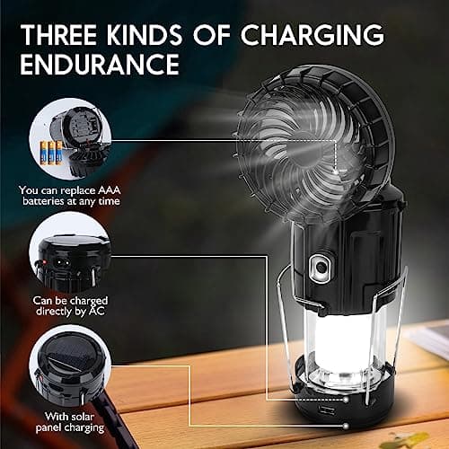 2024 Upgrade Solar Powered Camping Lantern with Fan - Stay Cool and Well-lit During Outdoor Adventures with This Versatile Lantern Featuring a Built-in Fan for Added Comfort. 6