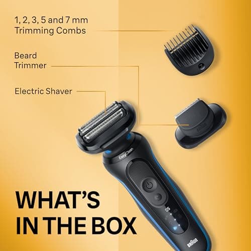 Braun Electric Shaver for Men, Series 5 5120s, Wet & Dry Shave, Turbo Shaving Mode, Foil Shaver, Engineered in Germany, with Beard Trimmer & Attachments, Blue 7