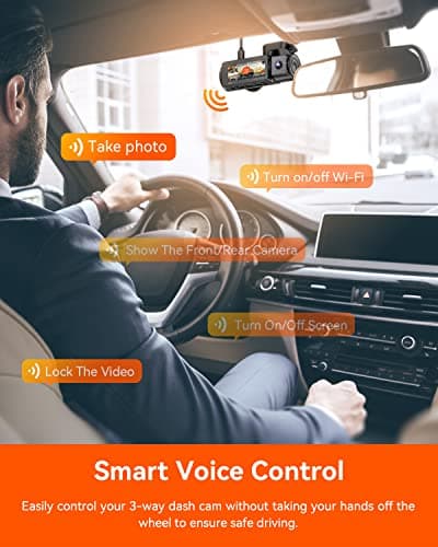 Vantrue N4 Pro 4K 3 Channel Dash Cam, STARVIS 2 IMX678 x PlatePix™ x HDR Night Vision, 4K+1080P+1080P Front Inside and Rear Dash Camera, Voice Control, WiFi, GPS, 24H Parking Mode, Support 512GB Max 5