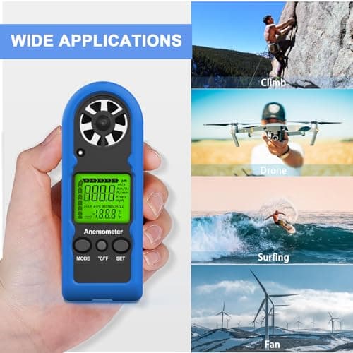 GOYERRNES Handheld Anemometer, MINI Digital Wind Speed Meter Gauge for Air Flow Velocity cfm Measuring Device, Wind Temperature Test for HVAC Outdoor Sailing Shooting Drone Flying 816B 5
