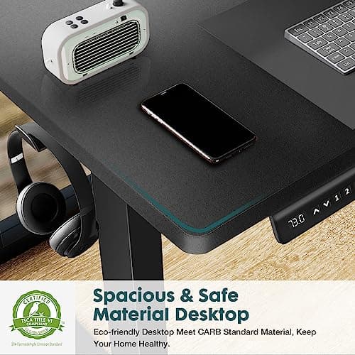 Smug Standing Desk, Adjustable Height Electric Sit Stand Up Computer Table, 48x24 Inch Ergonomic Rising Modern Lift Motorized Gaming Desktop Workstation for Work Home Office - Modern Black 5