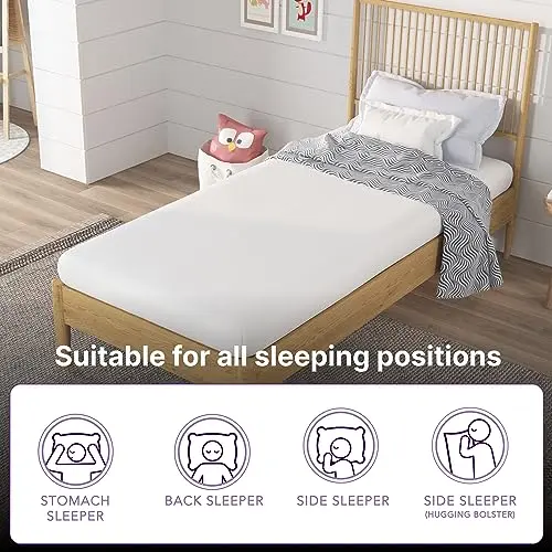 NapQueen 5 Inch Twin Memory Foam Mattress, Medium Feel, CertiPUR-US Certified, Bed in a Box, Breathable Soft Fabric Cover, White 6