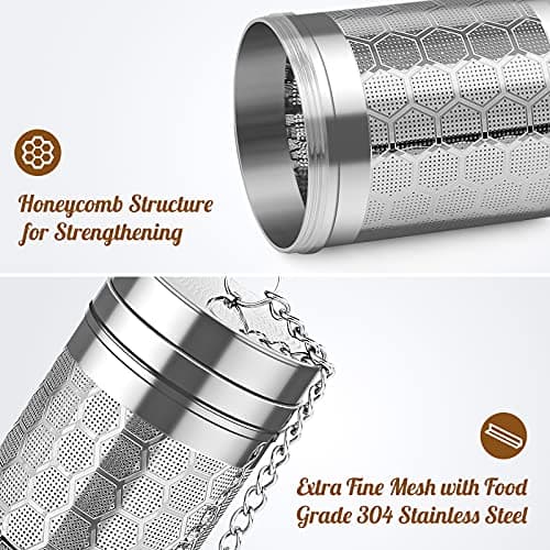 Tea Infusers for Loose Tea, (2 Pack) 18/8 Stainless Steel Tea Strainer Set, Extra Fine Mesh Tea Steeper for Brew Tea, Spices & Seasoning 5