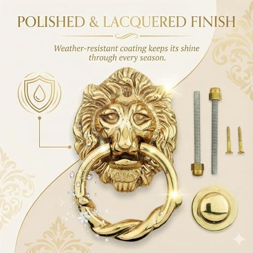 Renovators Supply Manufacturingᵀᴹ Heavy Lion Door Knocker – Solid Brass Construction, Polished Brass Finish, 6 Inch Long with Mounting Hardware 8