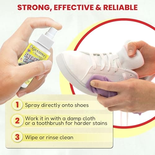 Grandma's Secret Sneaker Cleaner - Shoe Cleaner for Rubber, Canvas and Leather - Stain Remover Spray Removes Dirt, Grime and Grass - 3oz Sneakers Cleaner for Outdoor Shoes, Slippers and Moccasins 7