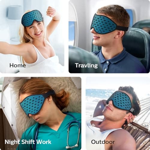 LitBear Breathable Sleep Mask, 3D Eye Mak Sleep for Side Sleepers Women Men, Light Blocking Sleeping Mask with Adjustable Strap, Soft Lightweight Eye Cover for Travel, Night Work, Nap, Office - Blue 7