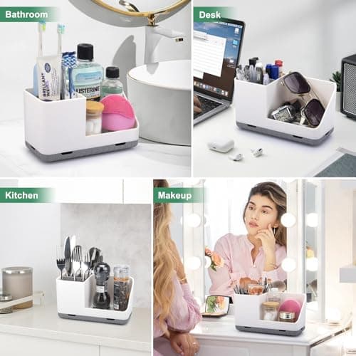 PARKMANI Toothbrush Holders for Bathrooms, Kids Electric Toothbrush and Toothpaste Holder with Drainage, Tooth Brush Holder for Bathroom Countertop Organizer (Grey) 7