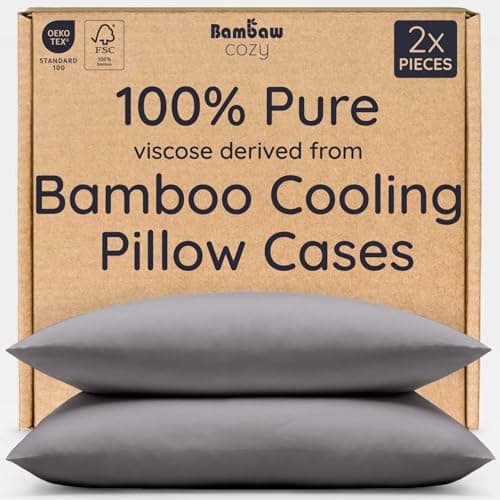 Bambaw 100% Viscose Derived from Bamboo Pillowcases King Size – Set of 2 Cooling Pillow Cases for Acne Prone Skin with Envelope Closure, Breathable & Super Soft Pillow Cases (Dark Gray)