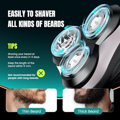 Electric Razor for Men - Rechargeable Electric Shaver for Men, Rechargeable Waterproof Wet Dry Cordless Razor 7