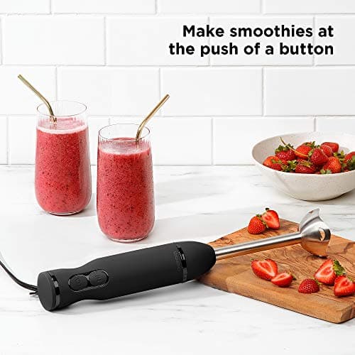 Chefman Immersion Stick Hand Blender Powerful Electric Ice Crushing 2-Speed Control Handheld Food Mixer, Purees, Smoothies, Shakes, Sauces and Soups, Black 6
