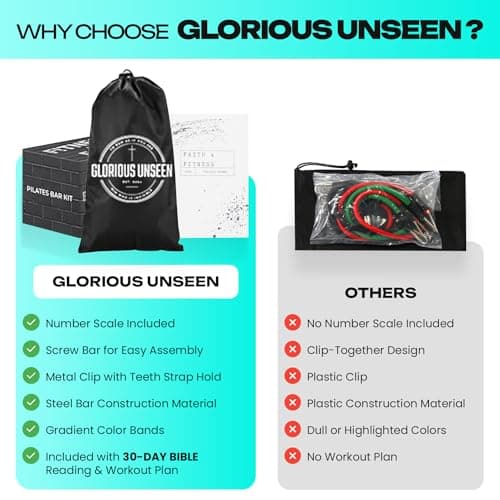 Pilates Resistance Bands with Handles - TPE Pilates Bar Kit with Resistance Bands | Resistance Bands for Workout | Pilates Stretch Bands for Exercise w/30 Day Bible Reading Devotional Plan | Gym Kit 6