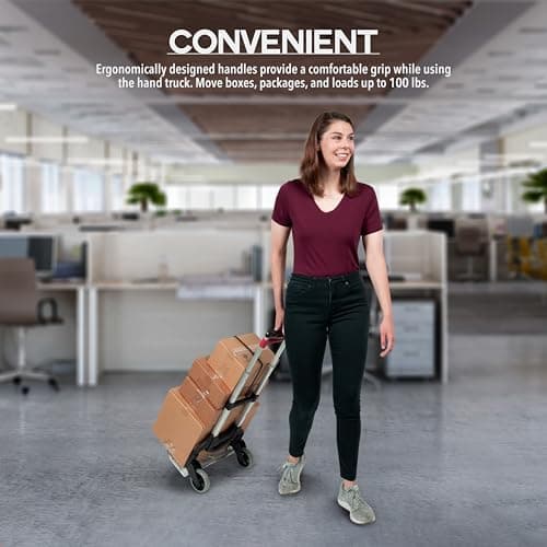 Vergo 100 Ibs Capacity Folding Hand Truck Dolly – Lightweight Aluminum Frame Dolly Cart with 40" Telescoping Handle, Compact Hand Cart with 5” Rubber Wheels - Ideal for Personal Use (S300S) 6