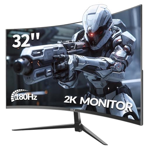 ZZA 32-Inch QHD Curved Gaming Monitor, 2K 165Hz/144Hz, 1ms GTG, FreeSync & G-Sync, HDR10, 122% sRGB Color Gamut, DisplayPort/HDMI, VESA Compatible