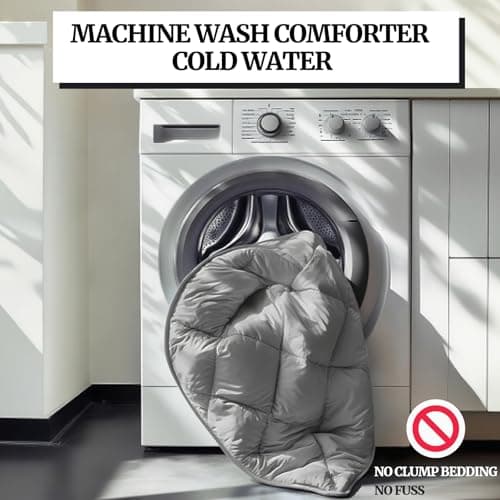 Down Alternative Bedding Comforter Queen Size - All-Season Soft Reversible Microfiber Bedding Comforter - Lightweight & Machine Washable(Black/Dark Gray, Queen (U.S. Standard)) 5