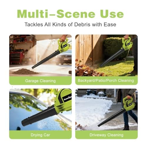 Grasstigon Electric Leaf Blower Corded, 7-Amp, 390CFM/ 210MPH, 2 Speed Modes, Powerful Lightweight Handheld Blowers for Lawn Care, Patio, Leaves, Dust, Snow (Green) 6