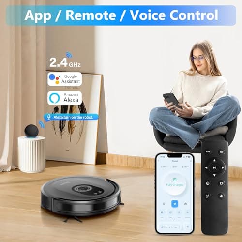 Tikom Robot Vacuum and Mop Combo, 5000Pa Robotic Vacuum Cleaner, 150 Min Max, App & Remote Control, Ideal for Hard Floor, Carpet, Pet Hair, Self-Charge(G8000 Max) 8