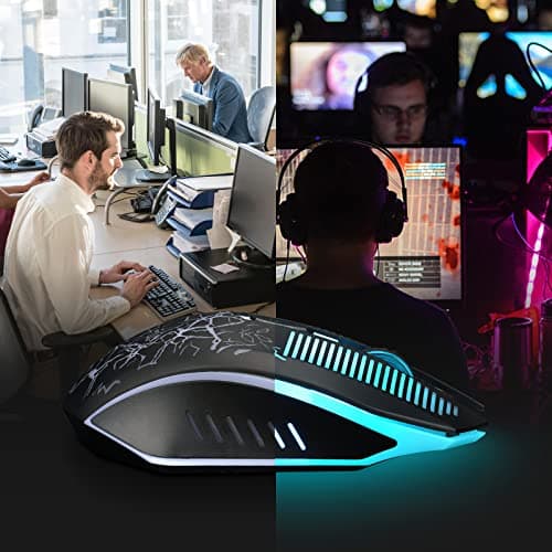 CHONCHOW Wireless Gaming Mouse Rechargeable LED Backlit 2.4G USB Receiver 3600 DPI Cordless Portable High Performance Compatible with PC Laptop MacBook iMac PS4 PS5 Switch Xbox one x(Black) 5