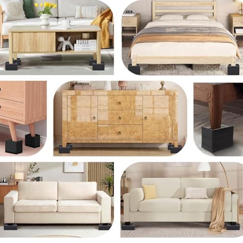 ANNKUT Rectangle Bed Risers, 3 Inch Heavy Duty Adjustable Furniture Risers for Bed Sofa Table and Couch Lift，Support Up to 1,300 Lbs (4 Pack-Black) 7