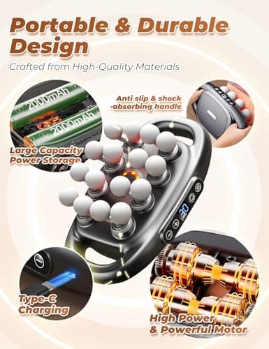 Veloreva Massager - 16 Head Massage Gun Deep Tissue for Pain Relief, Pro Massager with 3 Modes & 30 Levels, Back Massagers for Back, Shoulders, Legs, Foot, Body, Fast Relief (Black) 7