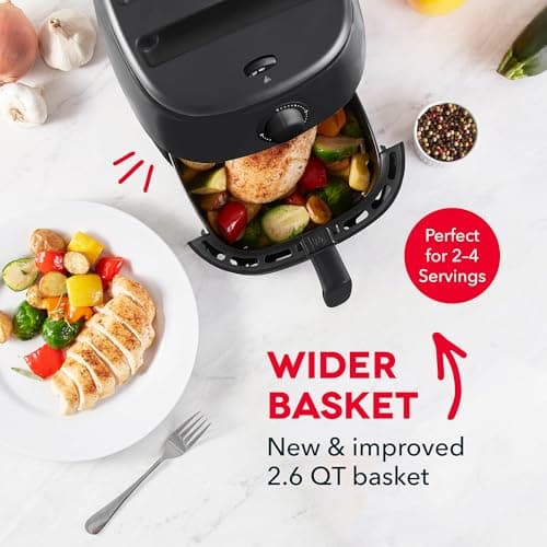 Dash Tasti-Crisp™ Air Fryer - AirCrisp® Technology - Compact Design with Adjustable Temperature Control - Nonstick Fry Basket & Auto Shut-Off Feature - 2.6 Quarts - Black 7