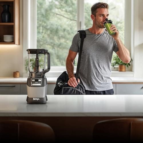 Ninja Blender, Compact Kitchen System, 1200W, 3 Functions for Smoothies, Dough & Frozen Drinks with Auto-IQ, 72-oz.* Blender Pitcher, 40-oz. Processor Bowl & 18-oz. Single-Serve Cup, Grey, AMZ493BRN 5